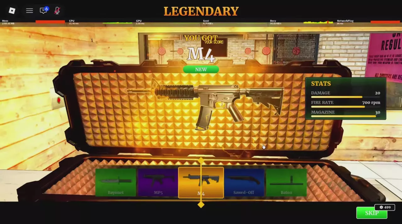 M4 reward screen listing damage 20, fire rate 700 rpm and magazine 30.